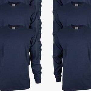 Gildan Adult Ultra Cotton Long Sleeve T-Shirt G2400 Navy (4 Pack) LARGE ONLY